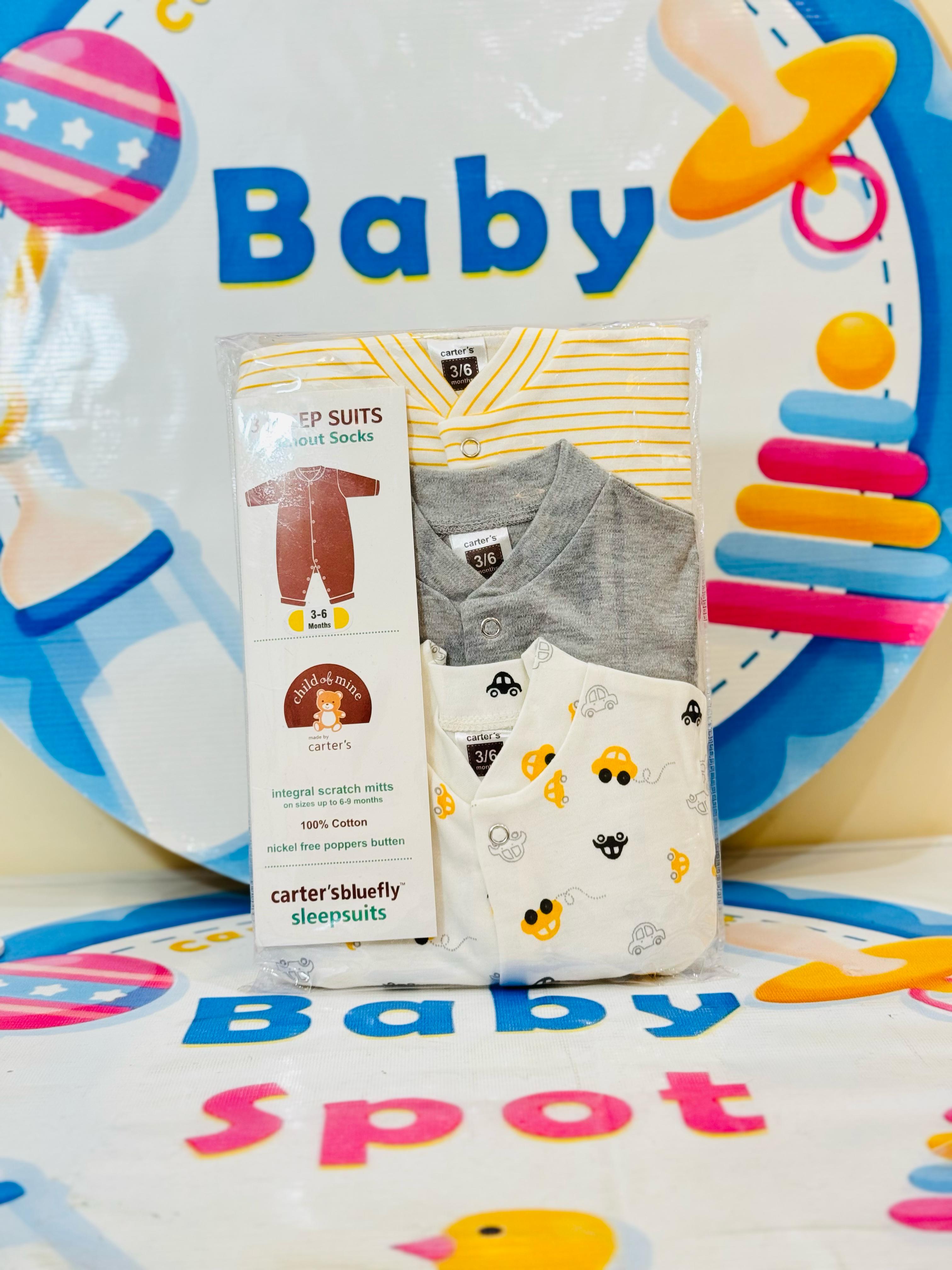 Baby Pack of 3 Sleep Suit Rompers Collection