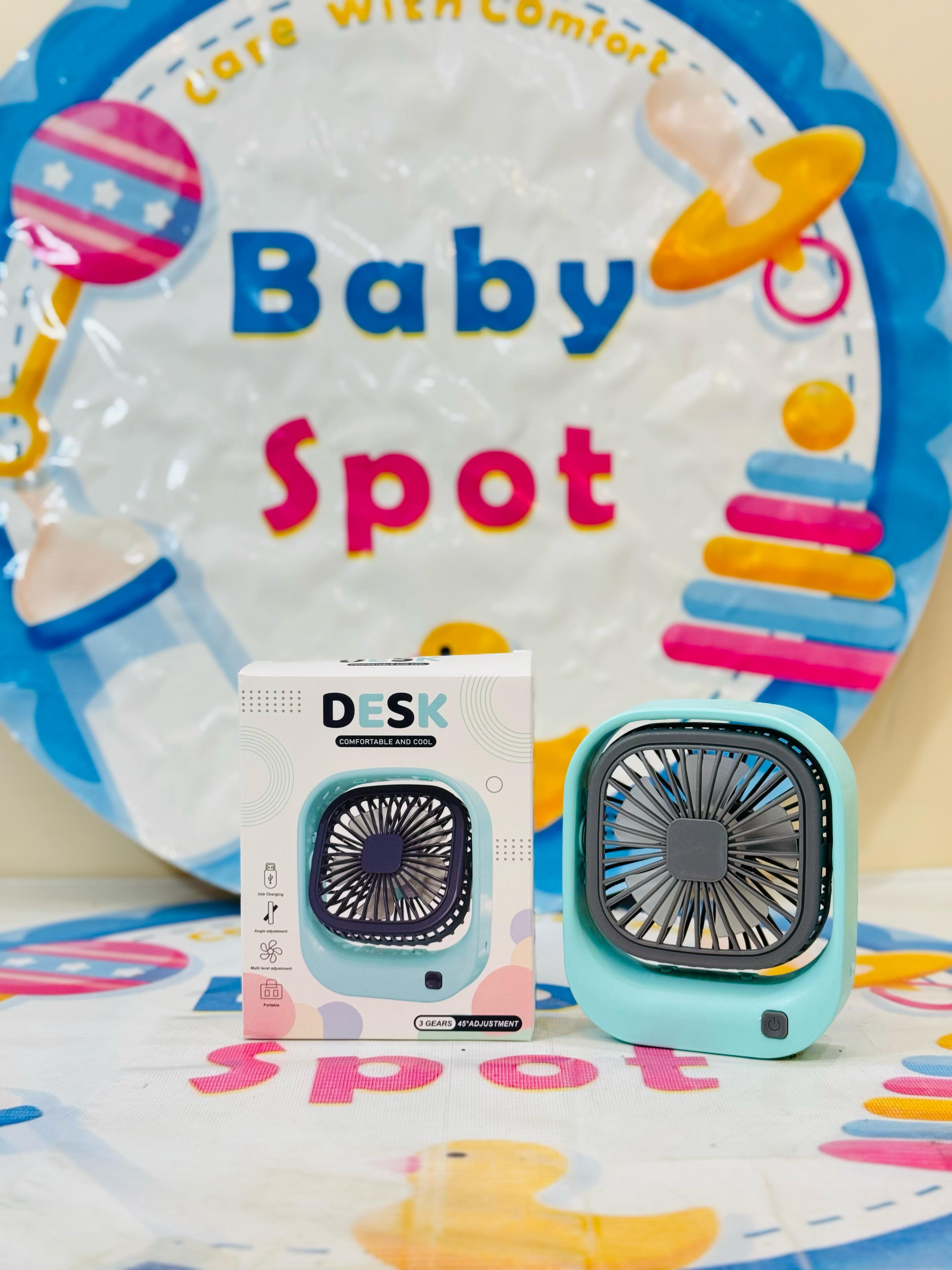 Cool Breeze at Your Desk or On-the-Go!

Introducing our Imported Rechargeable Mini Desk Fans — compact, powerful, and perfect for babies, moms, and daily use! Now available in cute, premium designs at Baby Spot.

Features:

3-Speed Adjustable Settings

Rechargeable & Cordless Convenience

Lightweight and Baby-Friendly

Compact Design – Ideal for Desks, Study Tables, Diaper Bags & Strollers

High-Quality Silent Motor for Smooth Cooling

4-Way Angle Adjustment for Perfect Airflow

Perfect for:

Hot Summer Day