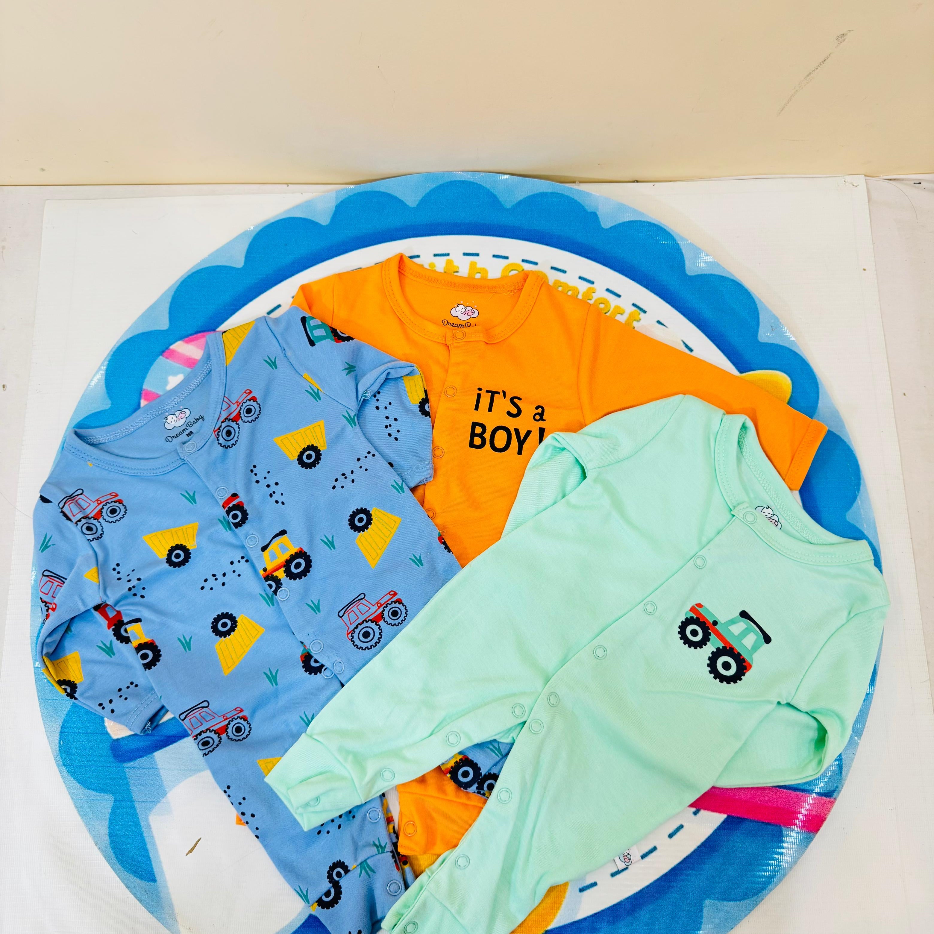 Dream Baby® Premium 3-Piece Sleepsuits / Rompers Set – 100% Cotton Comfort for Newborns

Wrap your newborn in pure softness with the Dream Baby® premium 3-piece romper set, specially designed to keep your little one cozy, comfortable, and stylish from day one. Made with 100% breathable cotton, these baby sleepsuits are gentle on sensitive skin and perfect for both day and night.

Why parents in Pakistan love it:

Trusted Brand: Dream Baby® is known for premium-quality babywear globally

Set of 3 Rompers: A 