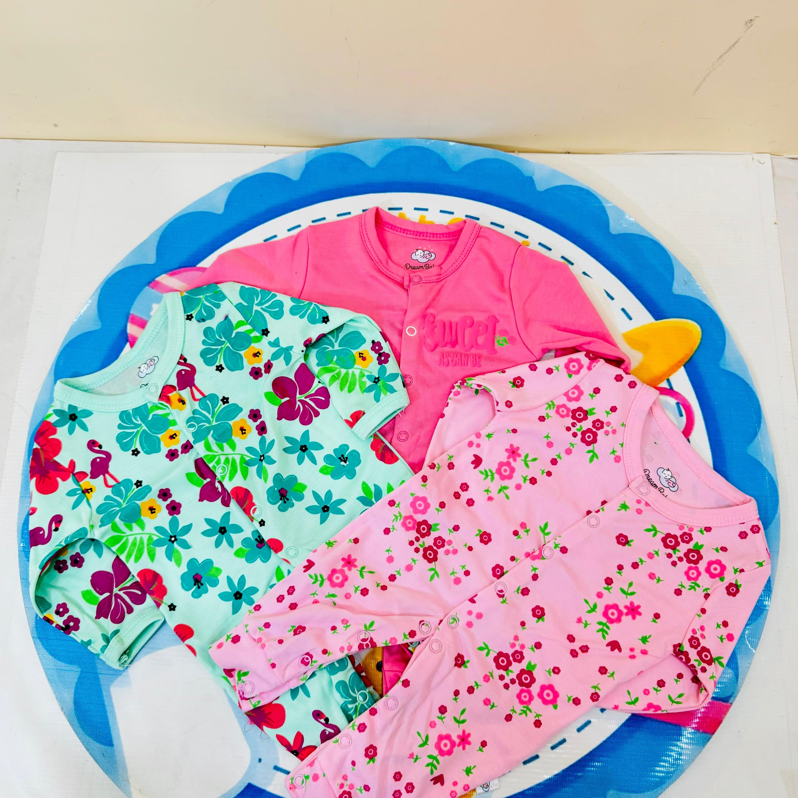 Dream Baby® Premium 3-Piece Sleepsuits / Rompers Set – 100% Cotton Comfort for Newborns

Wrap your newborn in pure softness with the Dream Baby® premium 3-piece romper set, specially designed to keep your little one cozy, comfortable, and stylish from day one. Made with 100% breathable cotton, these baby sleepsuits are gentle on sensitive skin and perfect for both day and night.

Why parents in Pakistan love it:

Trusted Brand: Dream Baby® is known for premium-quality babywear globally

Set of 3 Rompers: A 