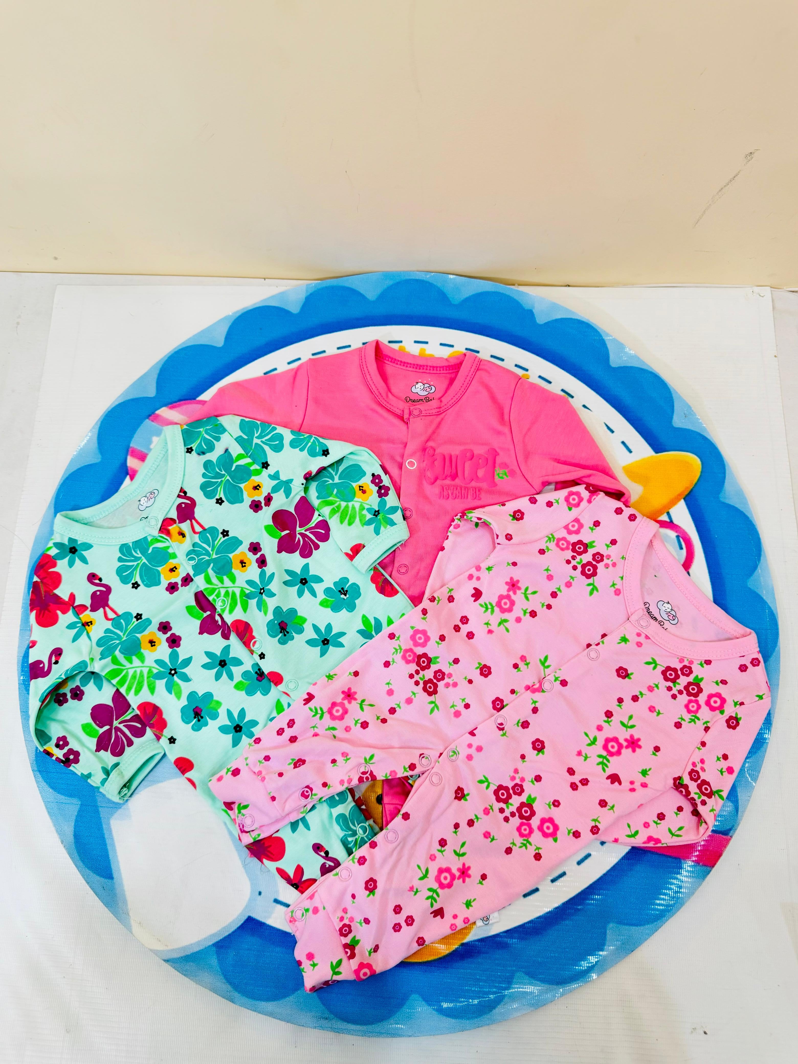 Dream Baby® Premium 3-Piece Sleepsuits / Rompers Set – 100% Cotton Comfort for Newborns

Wrap your newborn in pure softness with the Dream Baby® premium 3-piece romper set, specially designed to keep your little one cozy, comfortable, and stylish from day one. Made with 100% breathable cotton, these baby sleepsuits are gentle on sensitive skin and perfect for both day and night.

Why parents in Pakistan love it:

Trusted Brand: Dream Baby® is known for premium-quality babywear globally

Set of 3 Rompers: A 