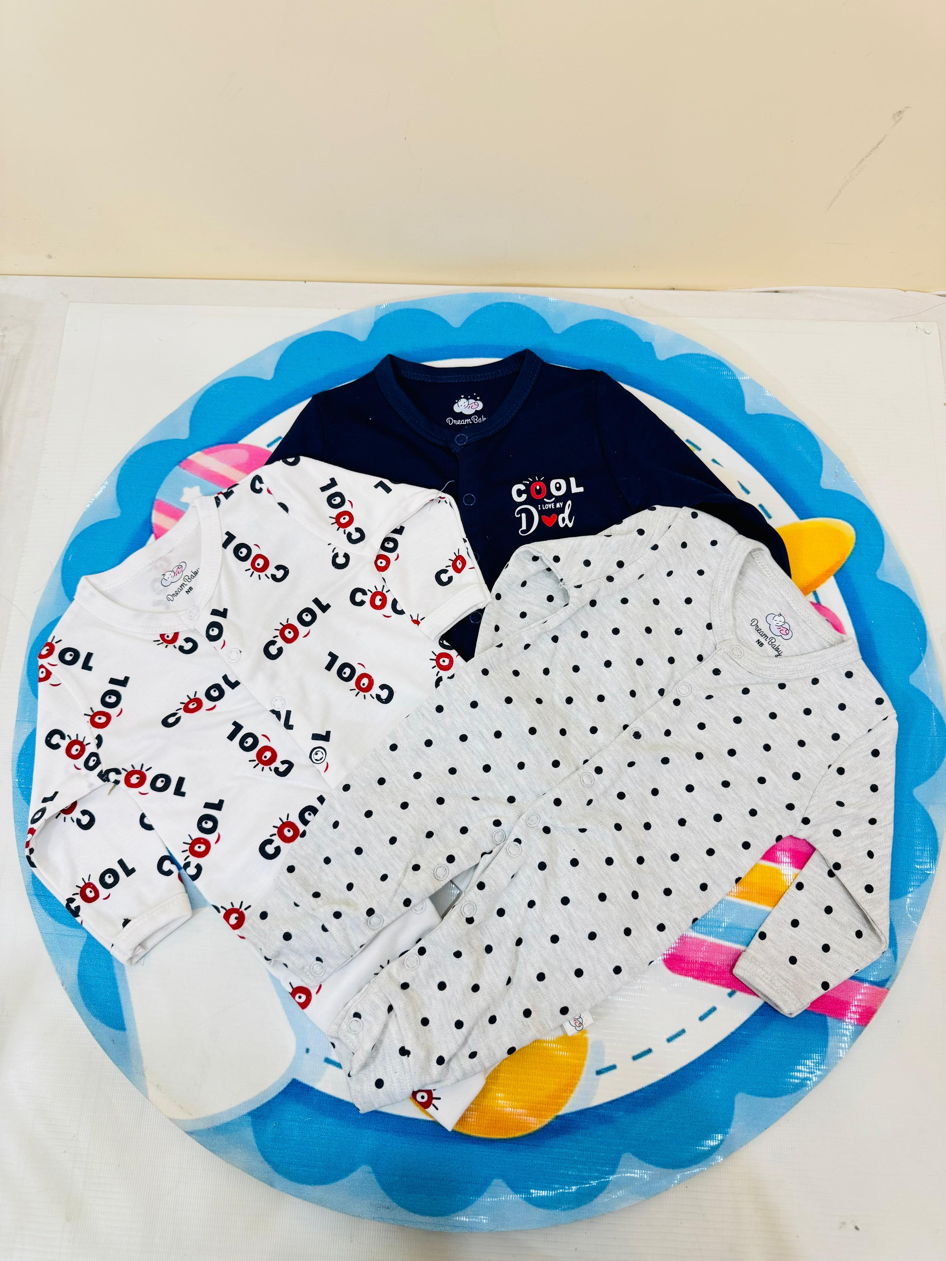 Dream Baby® Premium 3-Piece Sleepsuits / Rompers Set – 100% Cotton Comfort for Newborns

Wrap your newborn in pure softness with the Dream Baby® premium 3-piece romper set, specially designed to keep your little one cozy, comfortable, and stylish from day one. Made with 100% breathable cotton, these baby sleepsuits are gentle on sensitive skin and perfect for both day and night.

Why parents in Pakistan love it:

Trusted Brand: Dream Baby® is known for premium-quality babywear globally

Set of 3 Rompers: A 