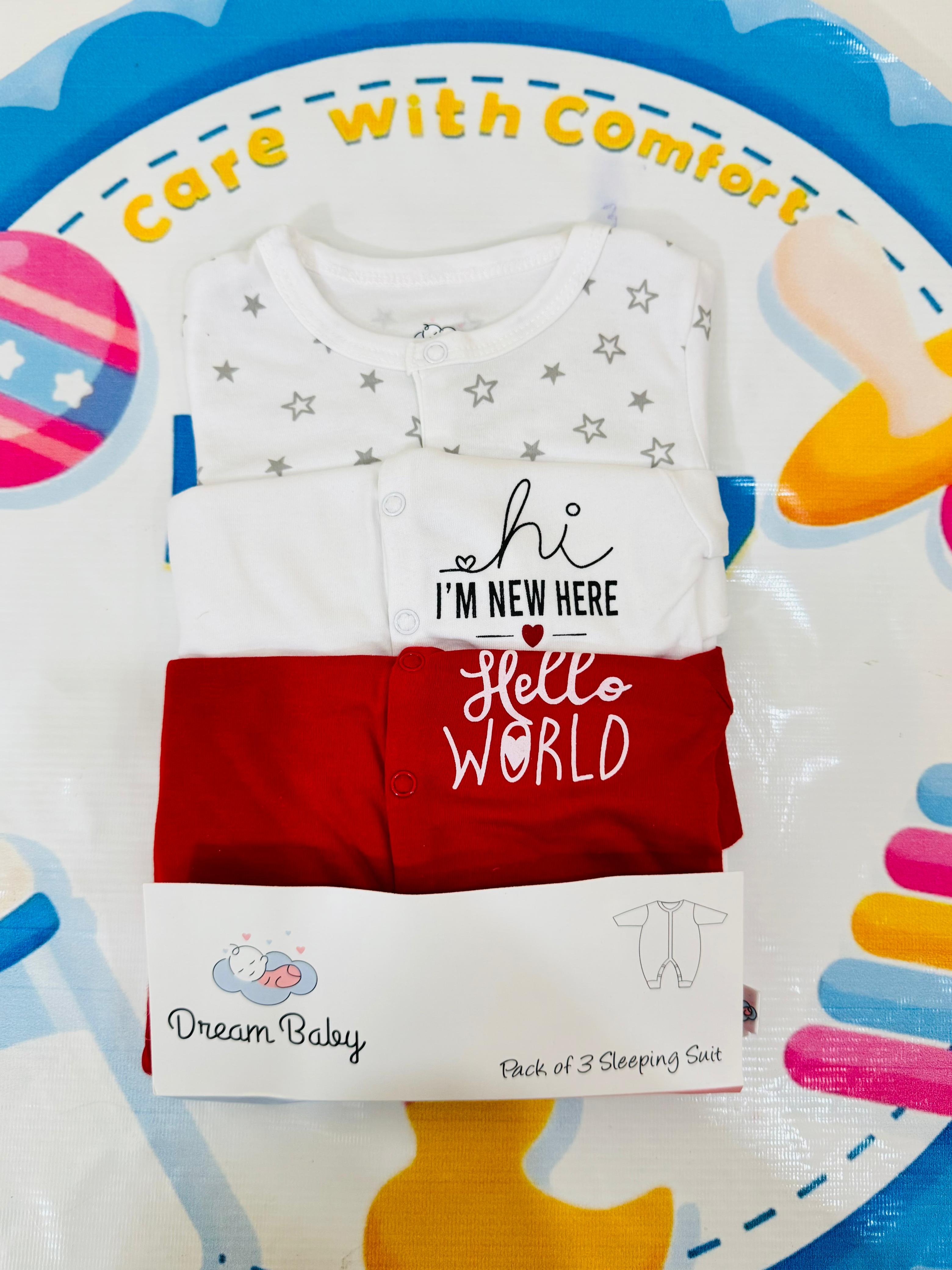 Dream Baby® Premium 3-Piece Sleepsuits / Rompers Set – 100% Cotton Comfort for Newborns

Wrap your newborn in pure softness with the Dream Baby® premium 3-piece romper set, specially designed to keep your little one cozy, comfortable, and stylish from day one. Made with 100% breathable cotton, these baby sleepsuits are gentle on sensitive skin and perfect for both day and night.

Why parents in Pakistan love it:

Trusted Brand: Dream Baby® is known for premium-quality babywear globally

Set of 3 Rompers: A 