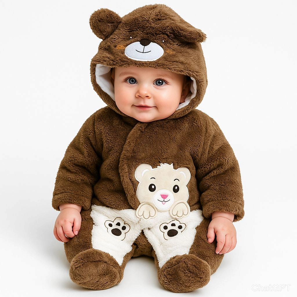 Baby Quilted Fur Winter Rompers – Cozy & Stylish