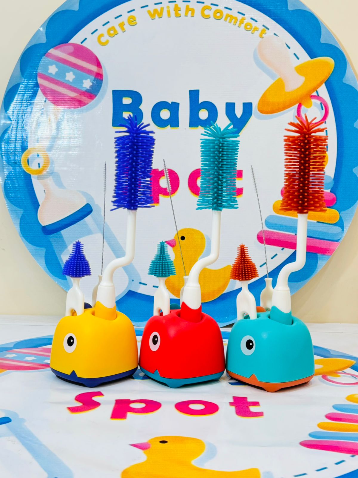 🍼 Original Imported Baby Silicone Feeder Brushes Set 🍼

High-quality silicone brushes for easy and effective cleaning

Comes with a stand for organized and hygienic storage

Available in 3 beautiful colors to match your baby essentials

Gentle on feeders yet tough on stains, ensuring thorough cleaning

Quality guaranteed for your peace of mind

💰 Price: 1450 Rs
🚚 Delivery Time: 2-5 days
📲 For orders: WhatsApp at 03117399001, DM us, or visit babyspotofficial.pk

#FeederBrushSet #BabyCareEssentials #Impo