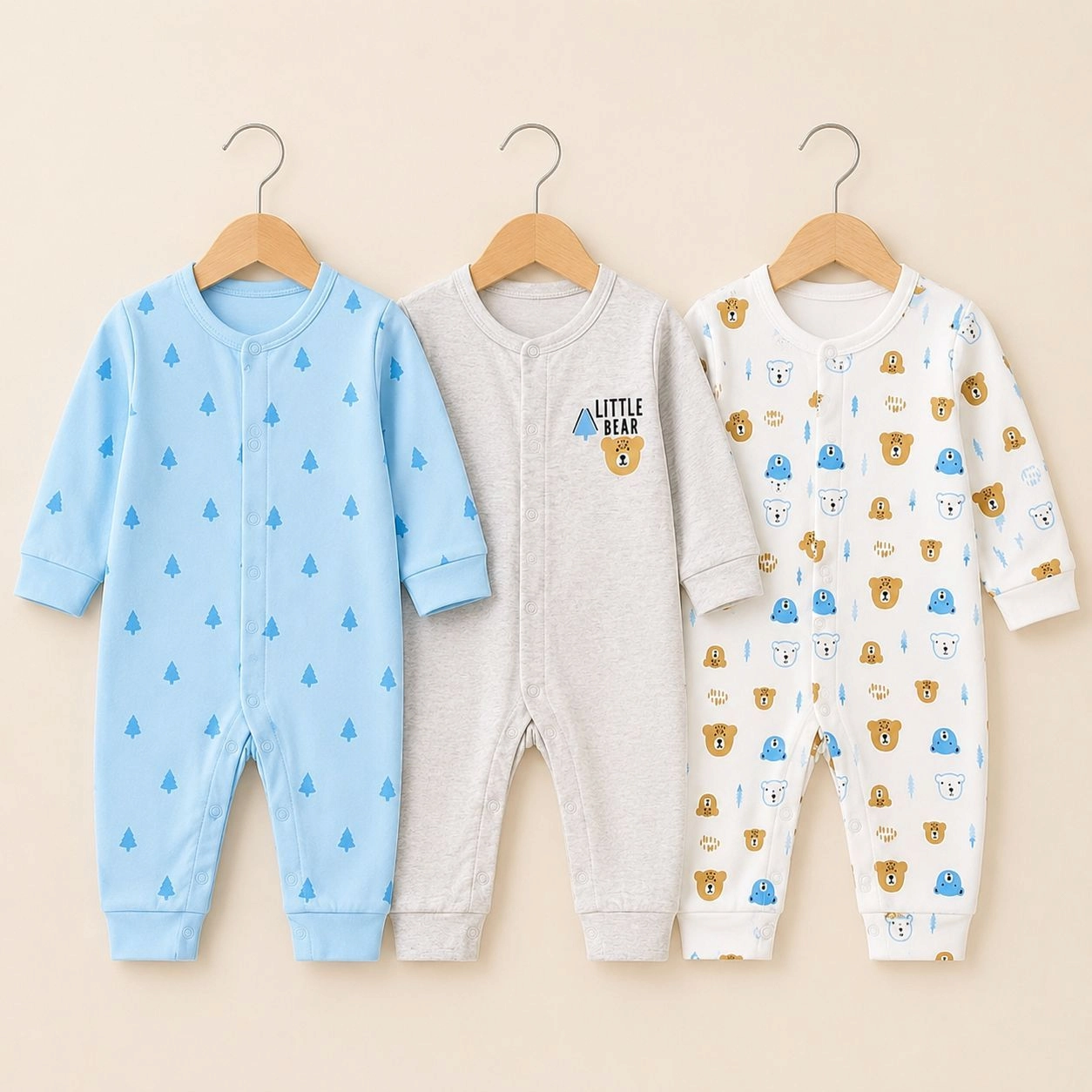 Dream Baby Pack of 3 Sleep Suit Rompers Collection SB(open feet)