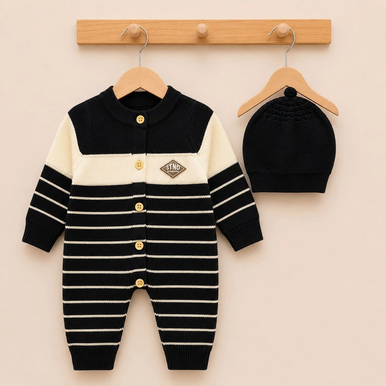 Imported Woolen Baby Rompers With Cap