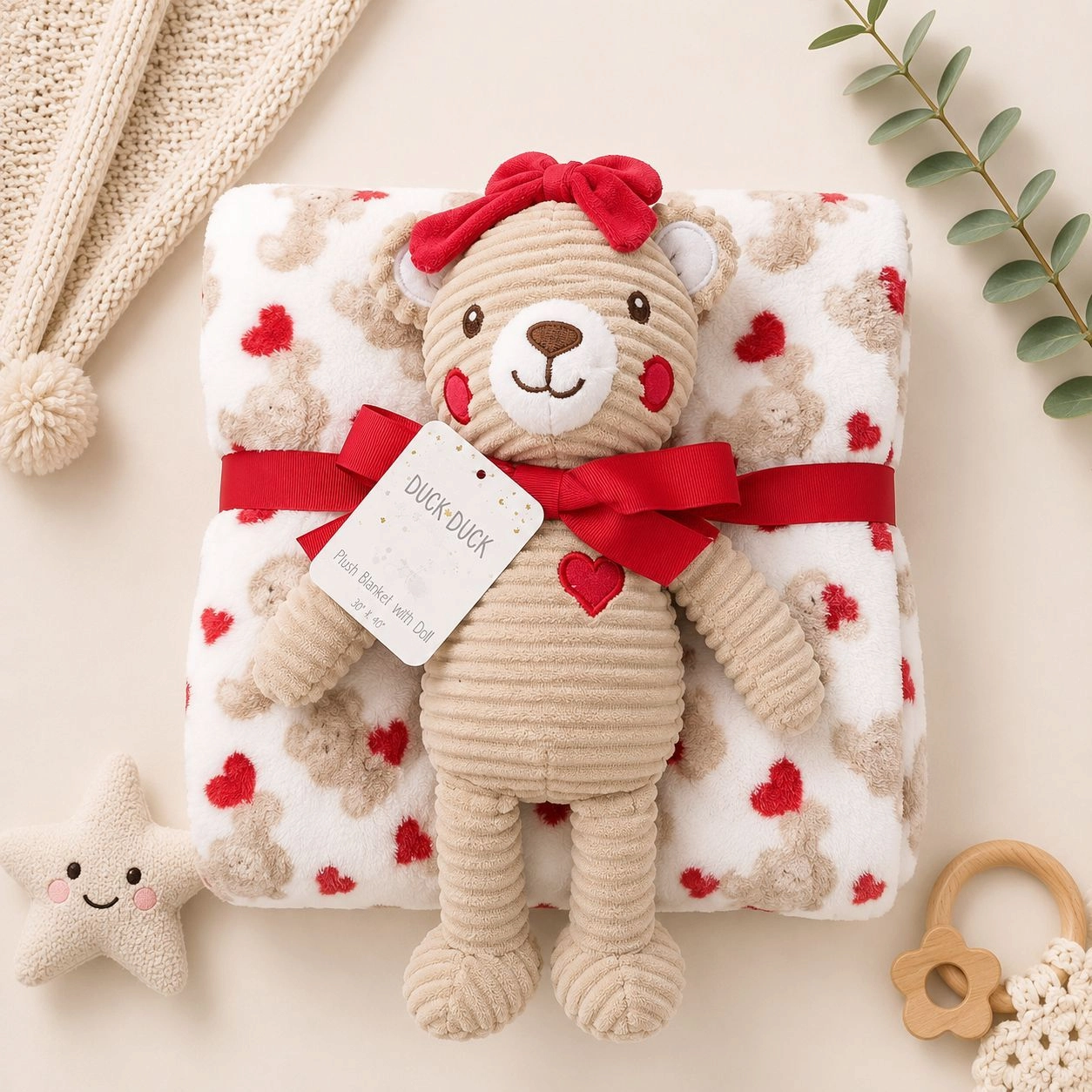🧸Duck N Duck Baby Blanket with Stuff Toy(R)