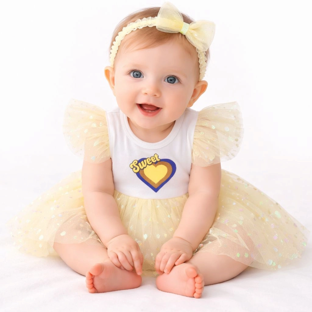 Baby Girl Frock Style Romper (yellow)