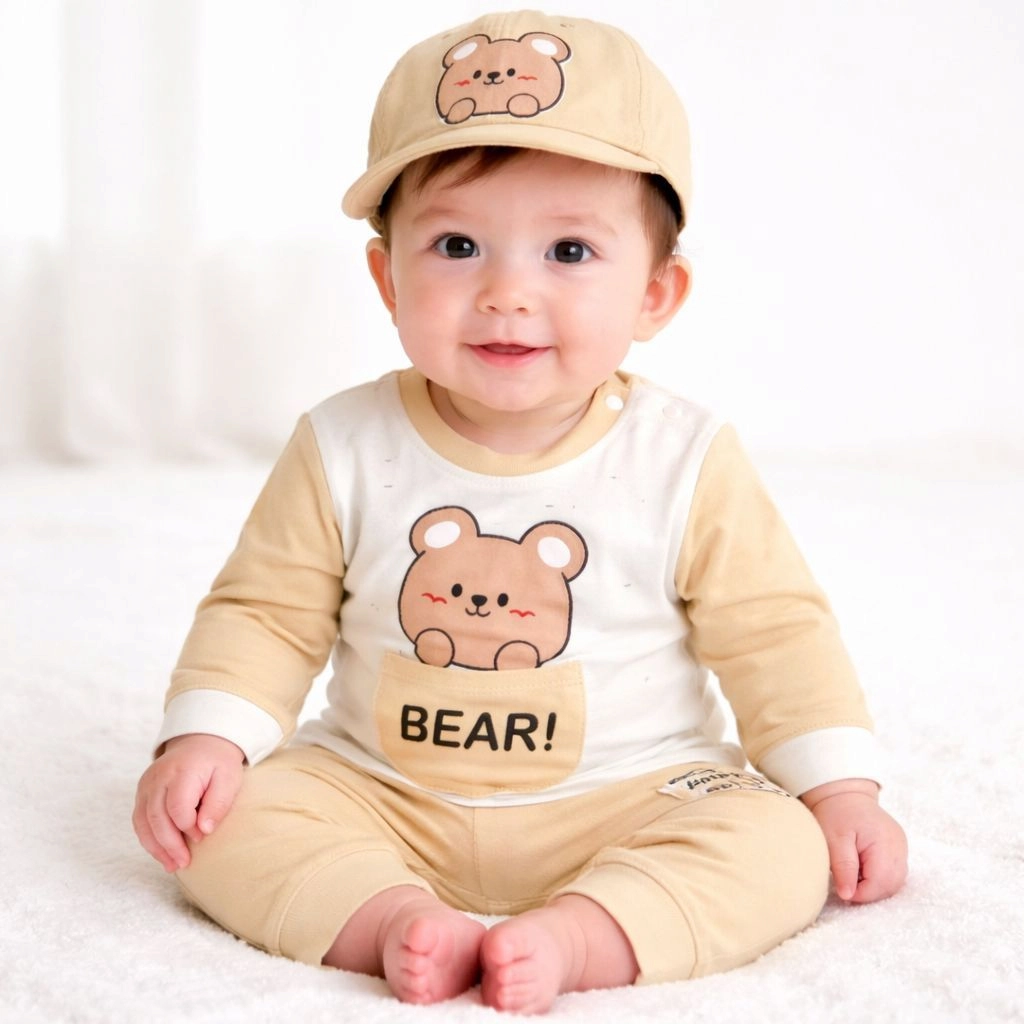 Justborn Branded Baby Pajama Suit with Cap