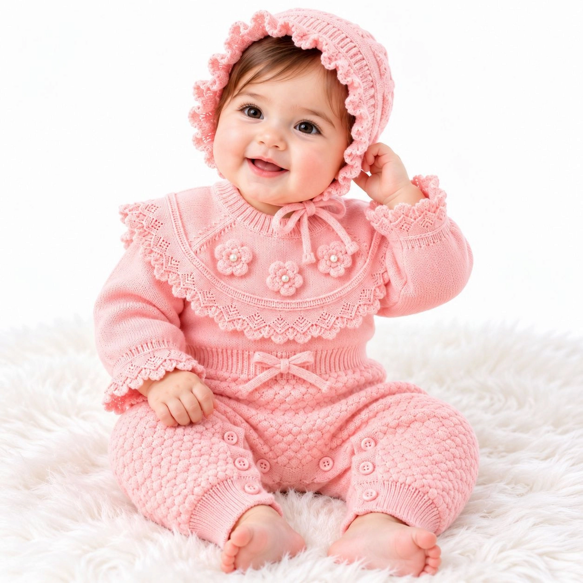 Imported Woolen Baby Rompers(pink)