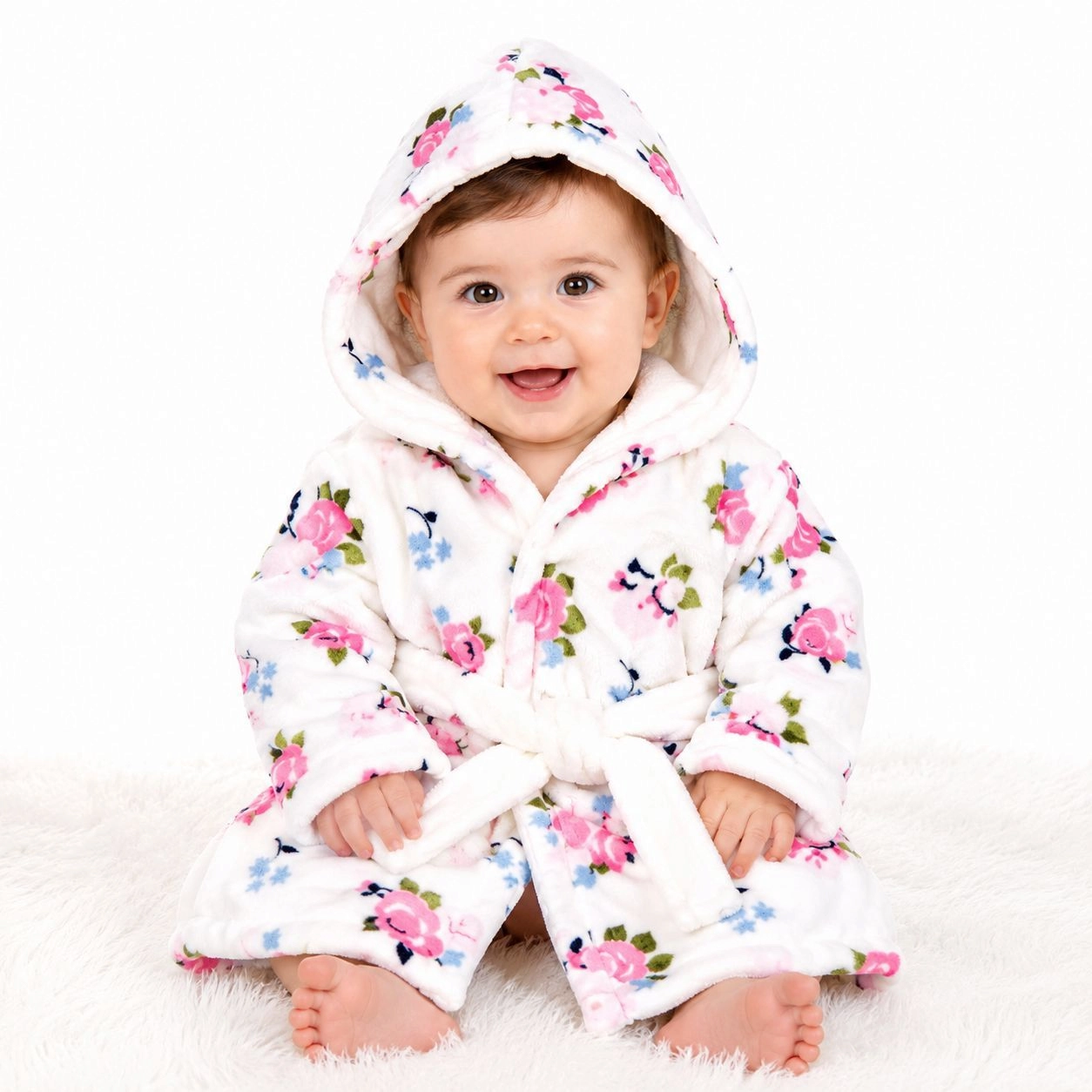 Premium Baby Hooded Bath Gown (Flower)