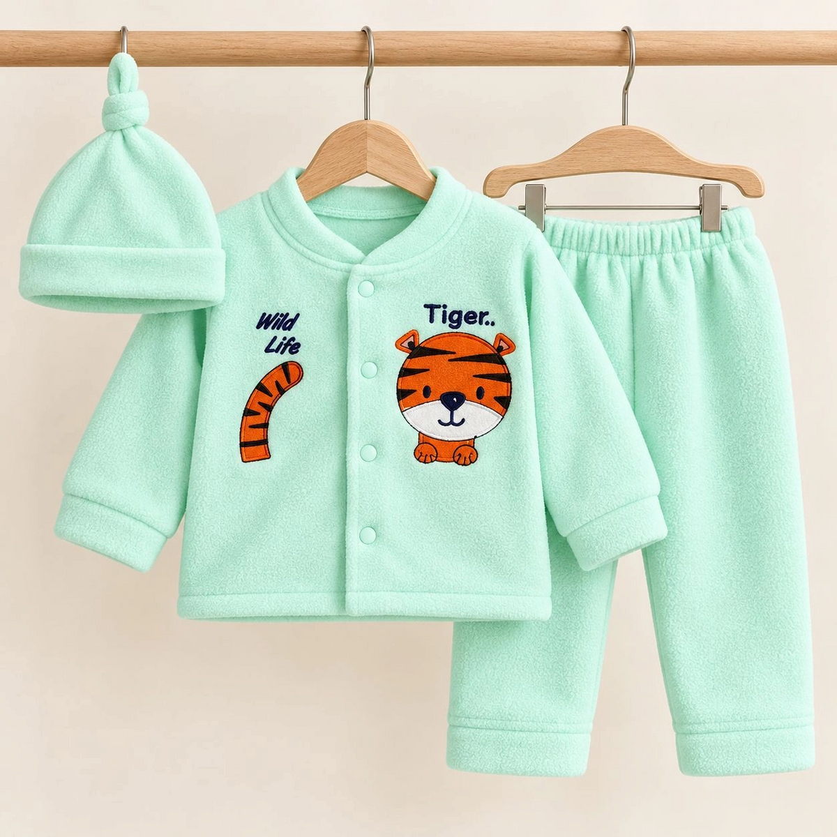 BS Winter Fleece Pajama Shirt With Cap(0-3 months)