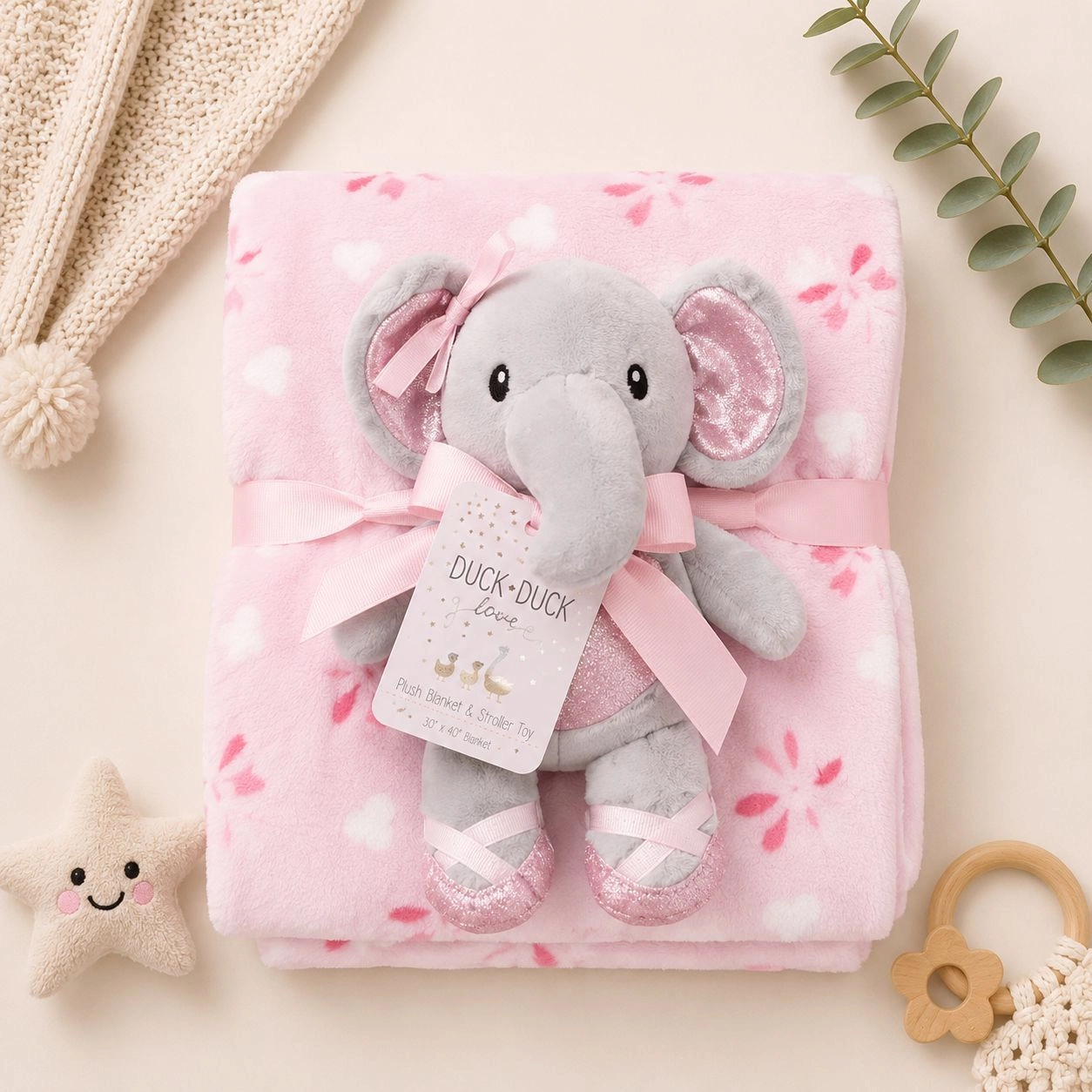 🧸Duck N Duck Baby Blanket with Stuff Toy(P)