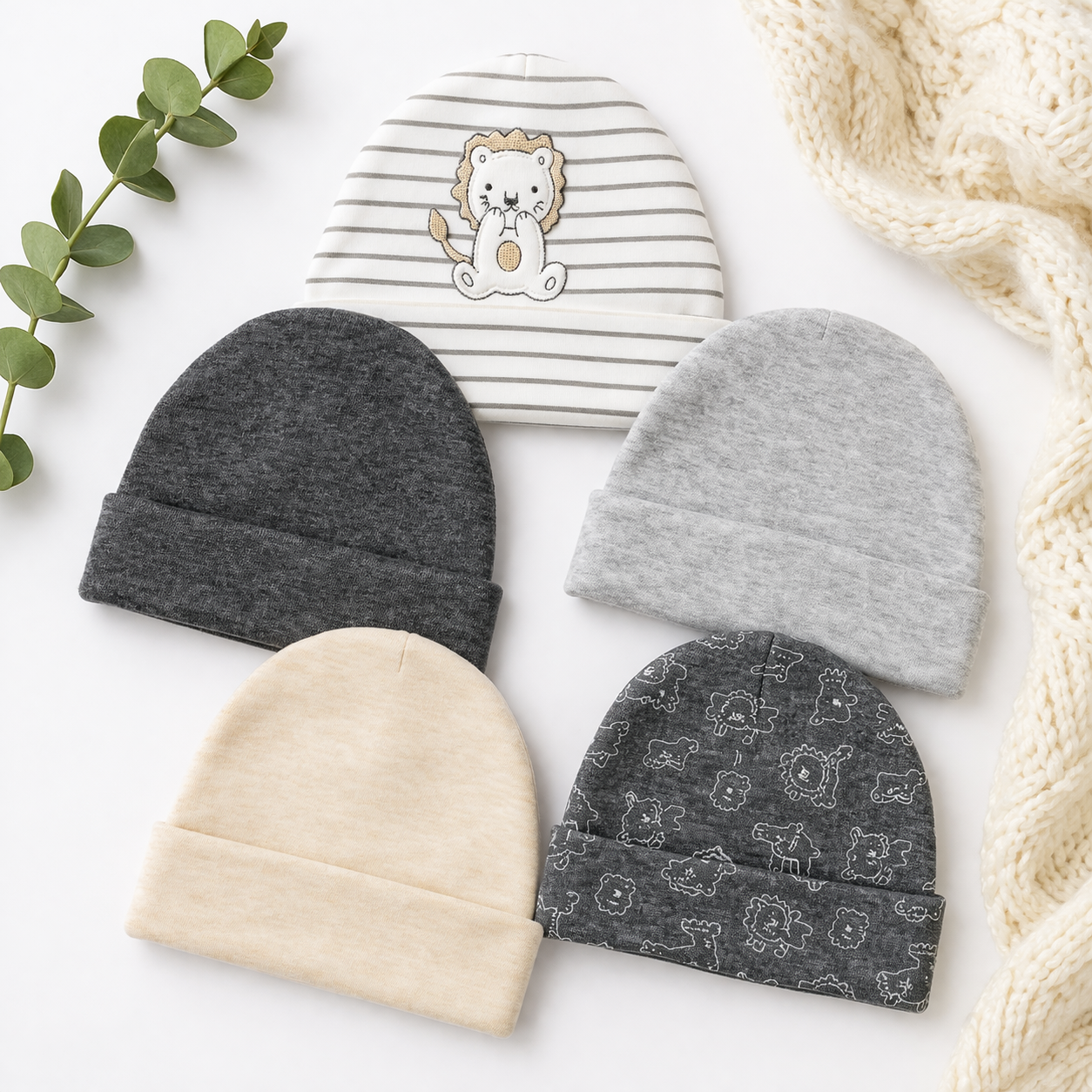 Hudson Baby Summer Caps – Pack of 5 | Unisex Collection