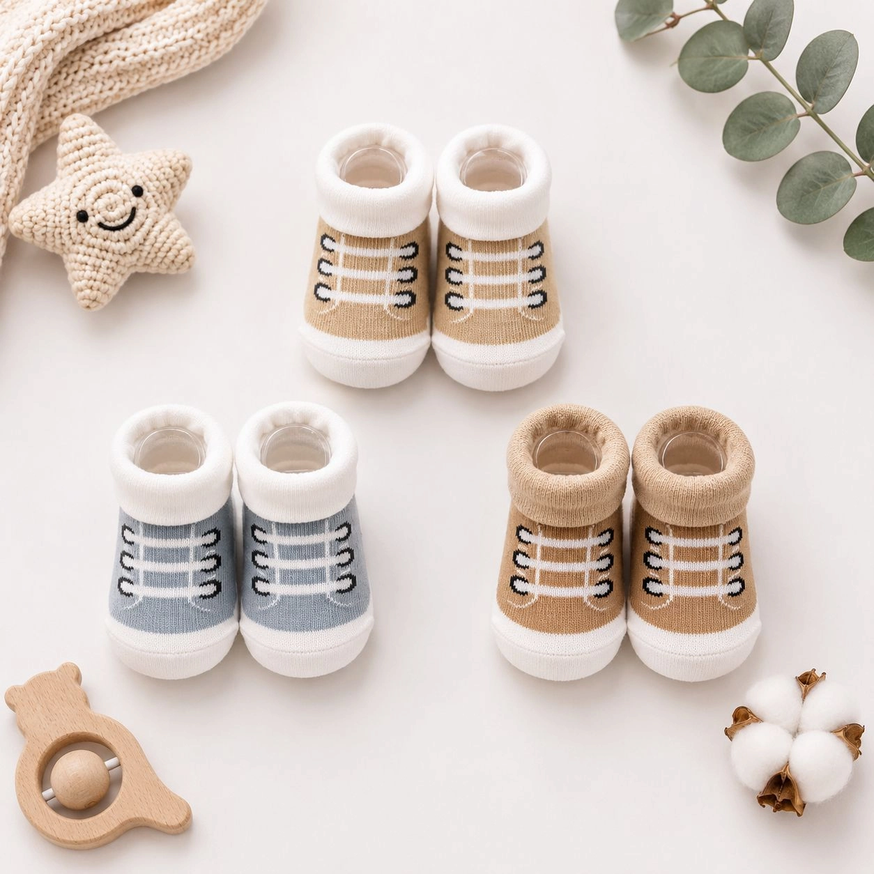 Hudson Baby® Premium Pack of 3 Socks Booties