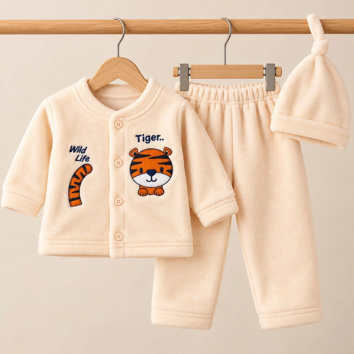 BS Winter Fleece Pajama Shirt With Cap(0-3 months)