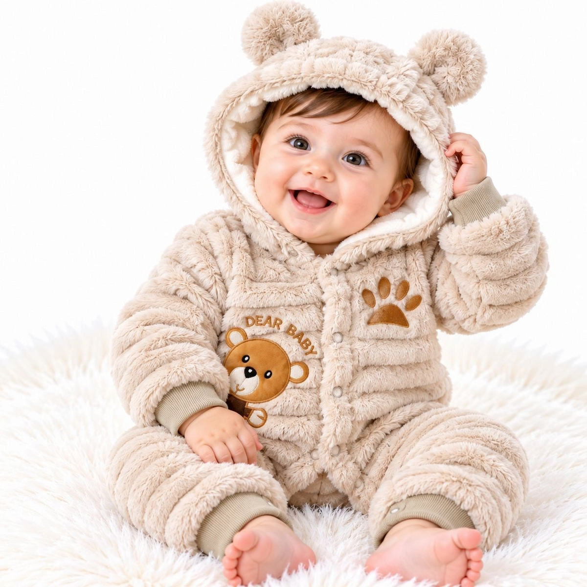 Imported Baby Fur Romper | Premium Winter Fleece Jumpsuit for Newborn