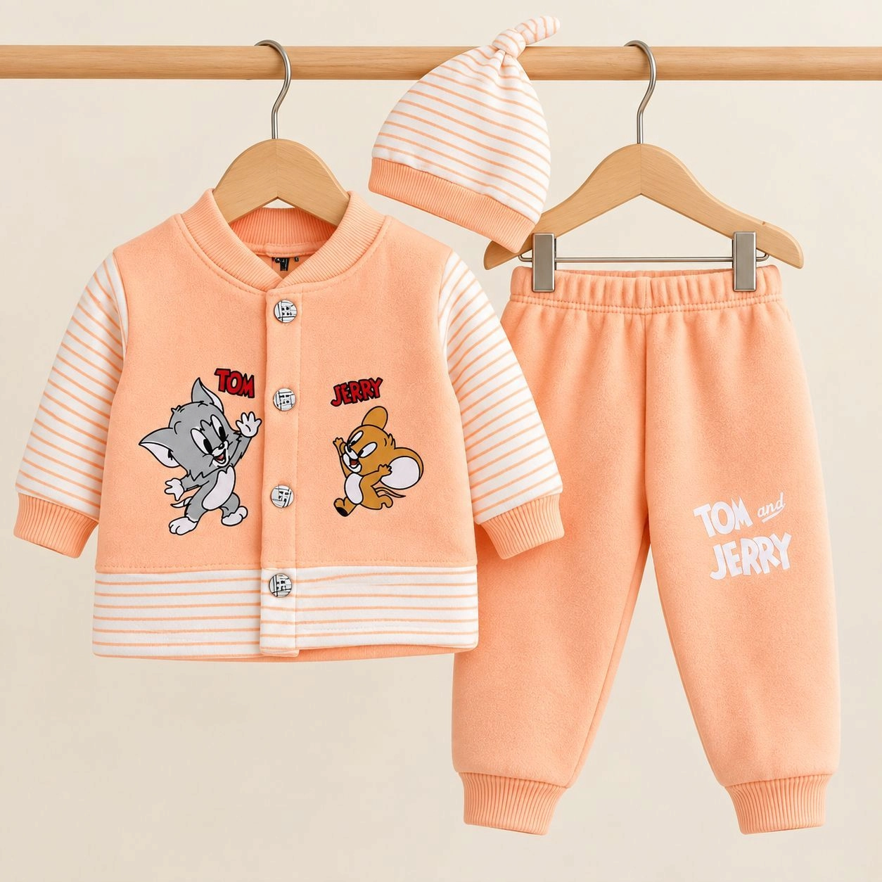 SK Winter Fleece Velvet Pajama Shirt With Cap(0-3 months)