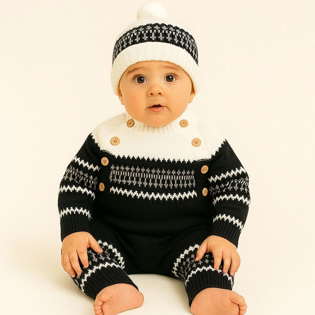 Imported Woolen Baby Rompers with cap