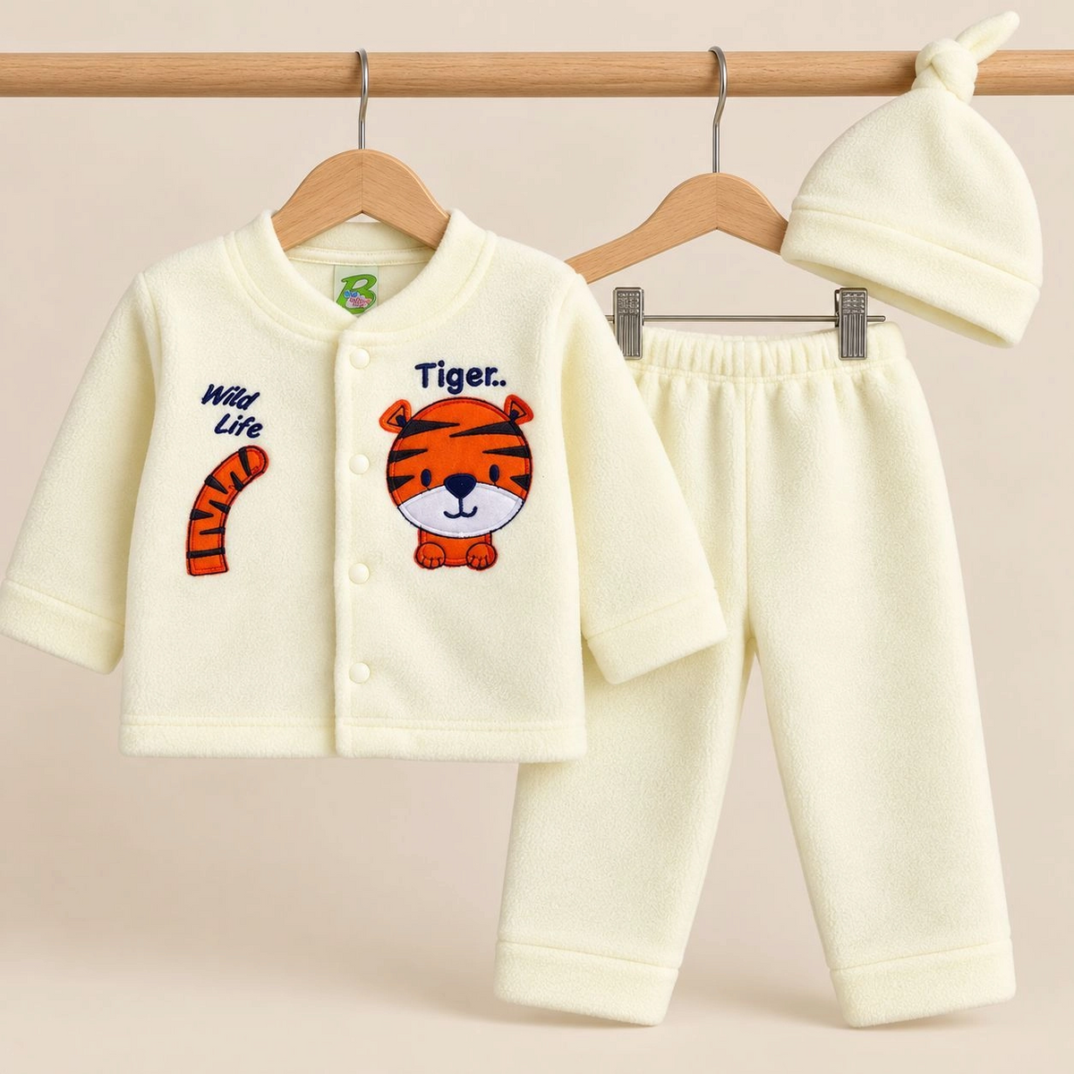 BS Winter Fleece Pajama Shirt With Cap(0-3 months)