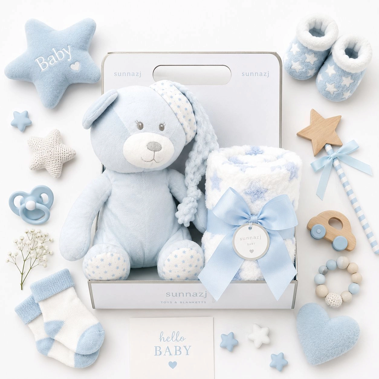 Sunnozy baby blanket with Toy blue