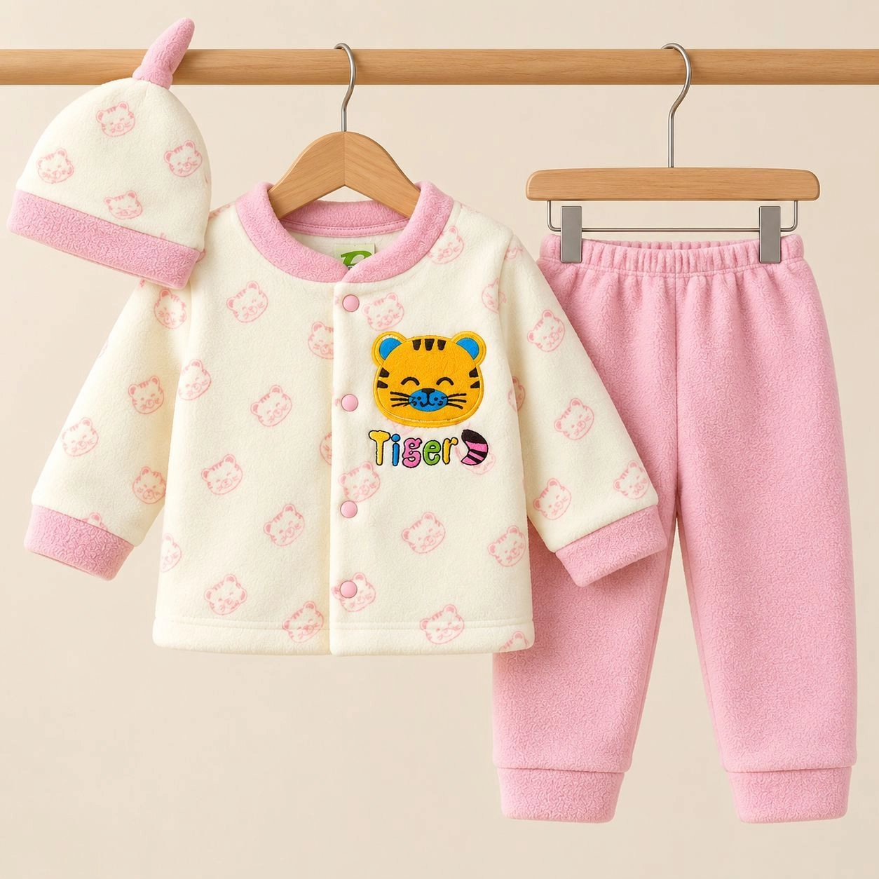 BS Winter Fleece Pajama Shirt With Cap(0-3 months)
