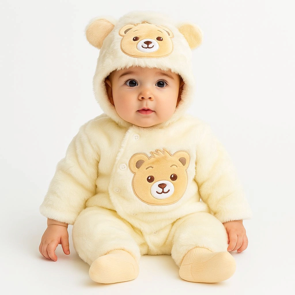 Quilted Fur Winter Rompers – Cozy & Stylish(0-6 months)