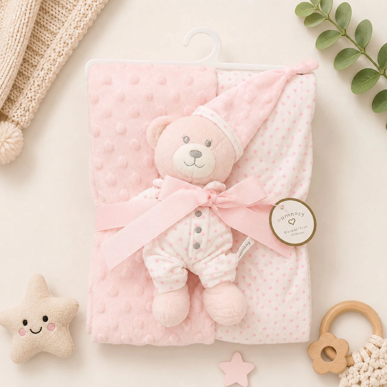 🧸Sunnozy Baby Blanket with Stuff Toy(P)