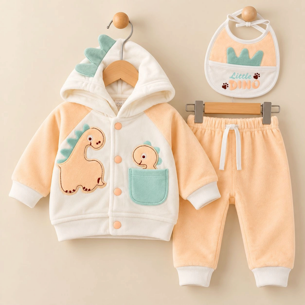 JB Winter Fleece Velvet Pajama Shirt With Cap(0-3 months)