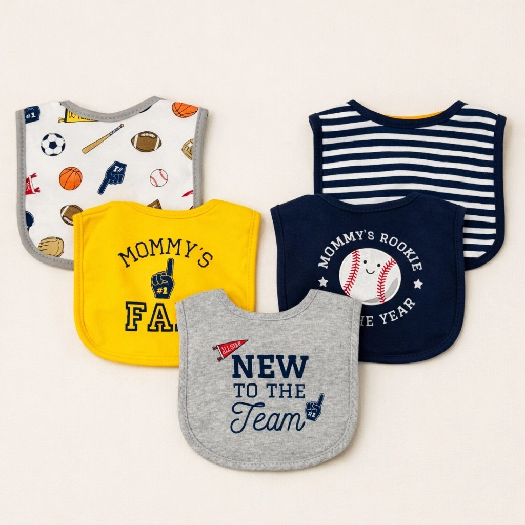 Hudson Branded Fancy Baby Bibs – Pack of 5