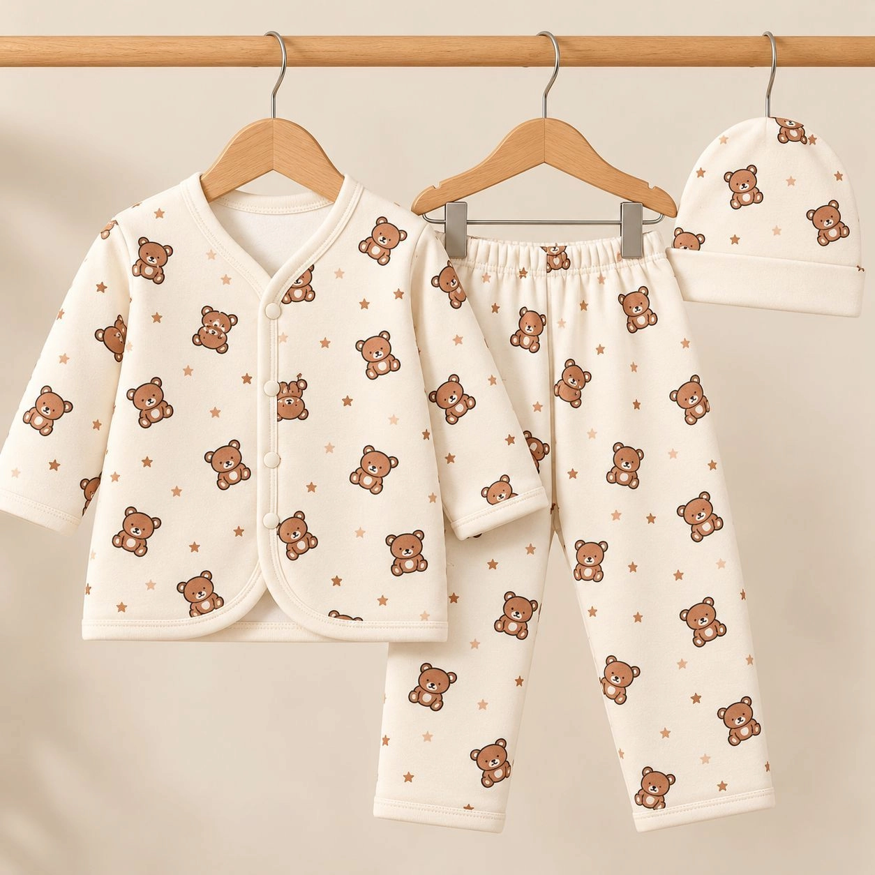 LC Winter Pajama Shirt With Cap(0-3 months)