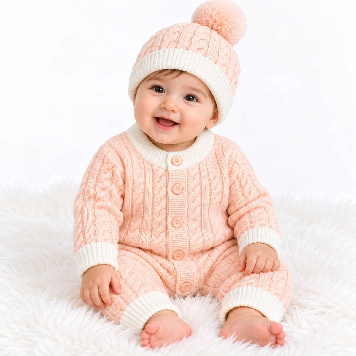 Imported Woolen Baby Romper with cap(0-6 months)