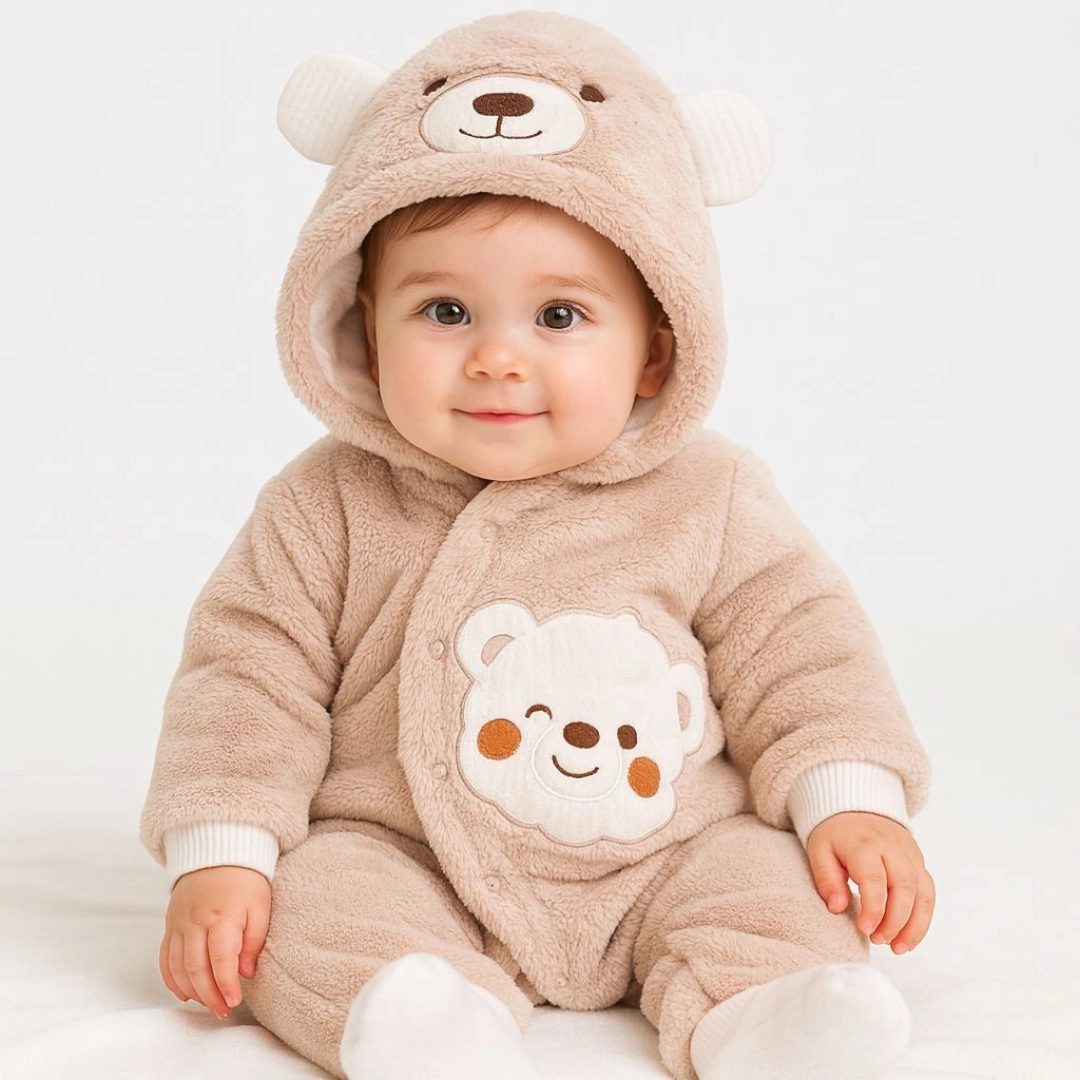 Quilted Fur Winter Rompers – Cozy & Stylish(0-6 months)