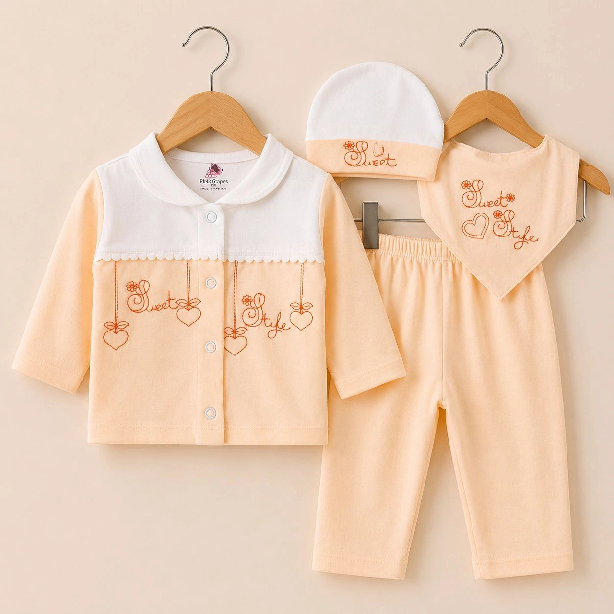 Baby Pajama Suit with Cap n Bib SK(0-3 months)