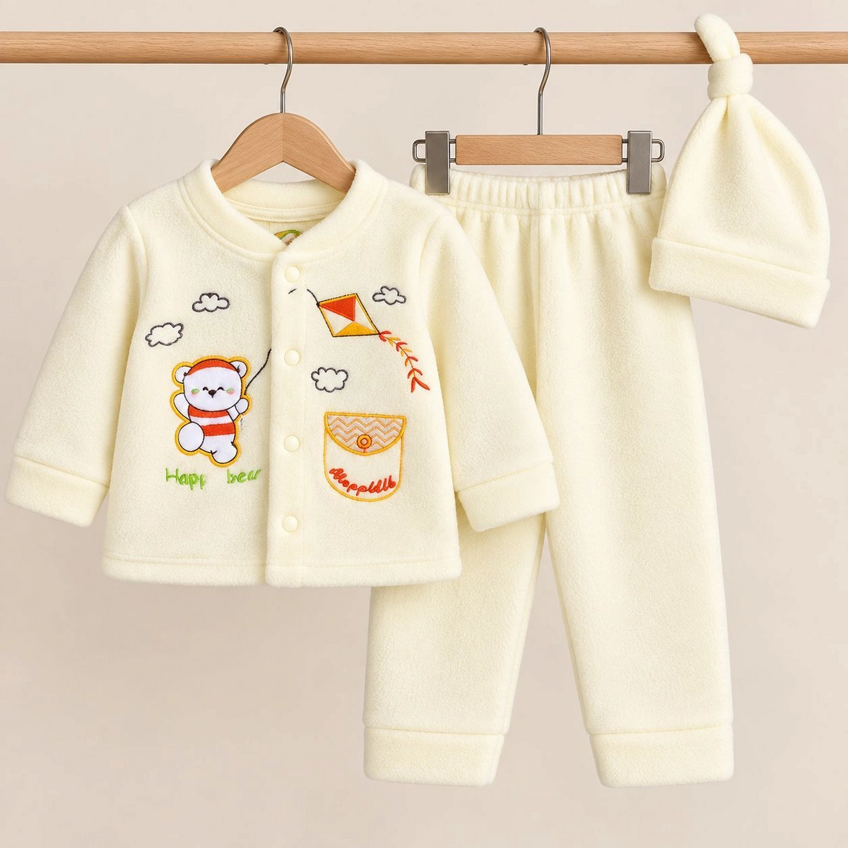 BS Winter Fleece Pajama Shirt With Cap(0-3 months)