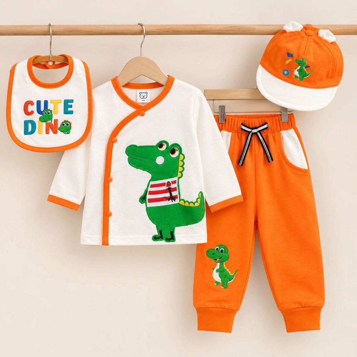 Baby Pajama Suit with Cap & Bib SK(0-3 months)