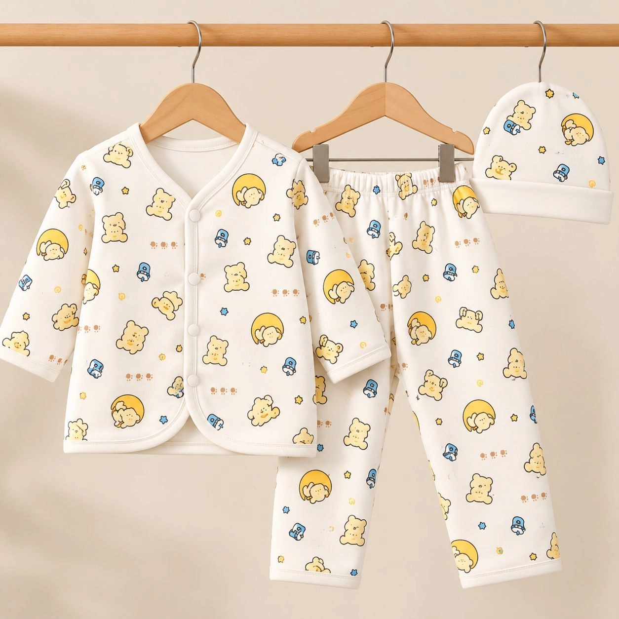 LC Winter Pajama Shirt With Cap(0-3 months)