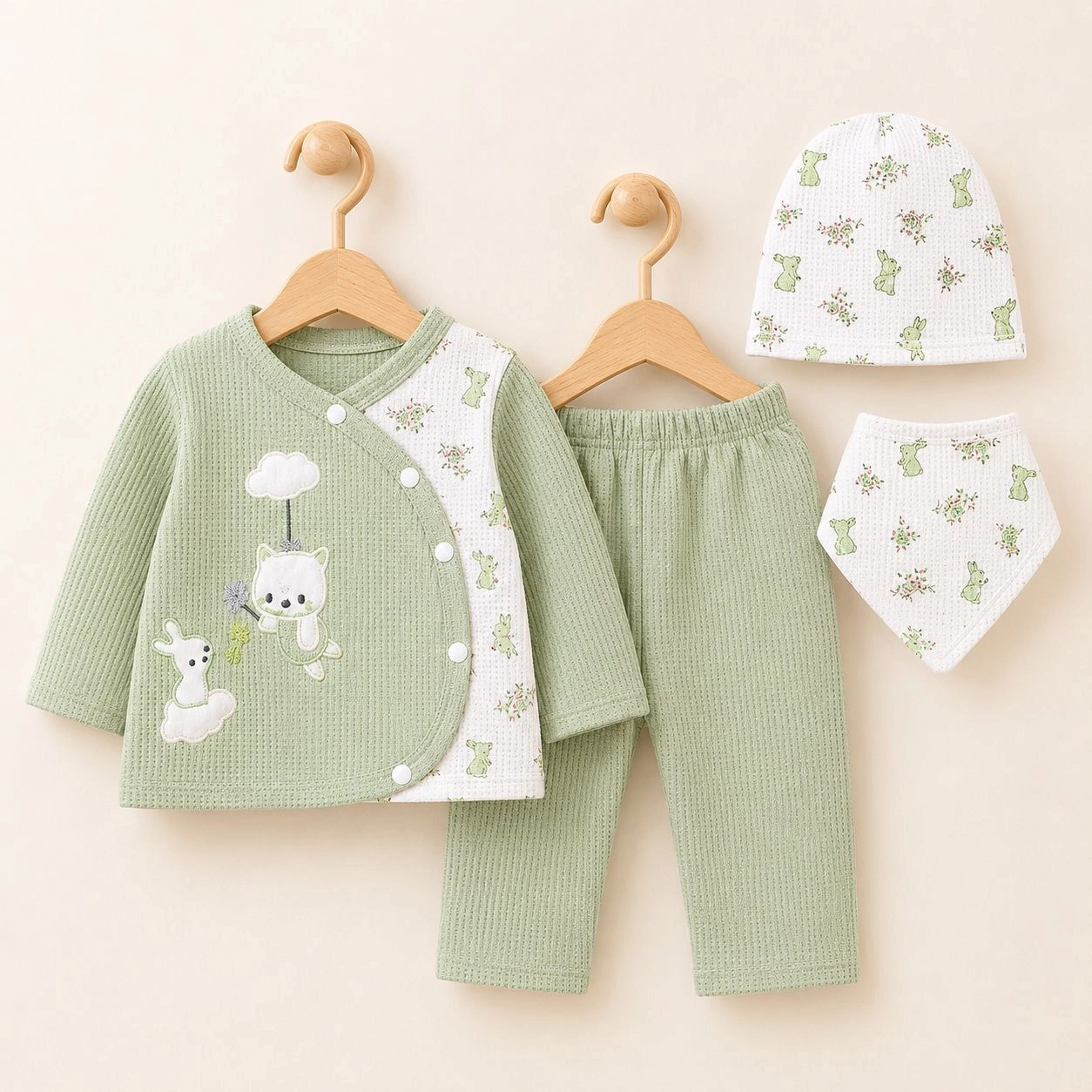 Baby Pajama Suit with Cap & Bib(0 size)