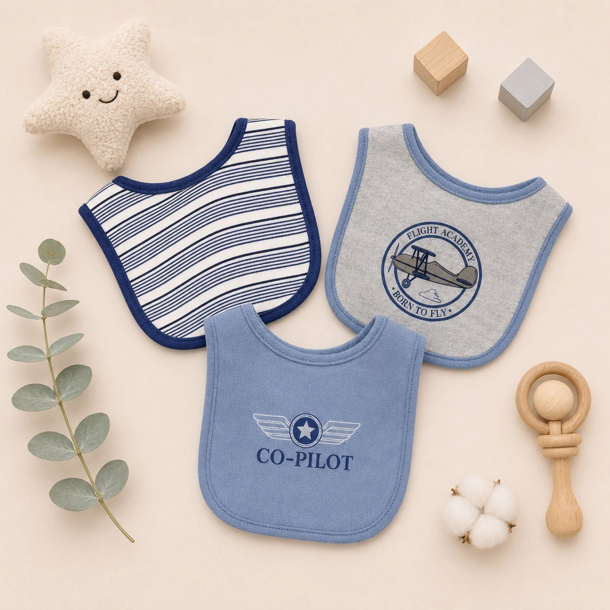 Hudson Branded Fancy Baby Bibs – Pack of 3