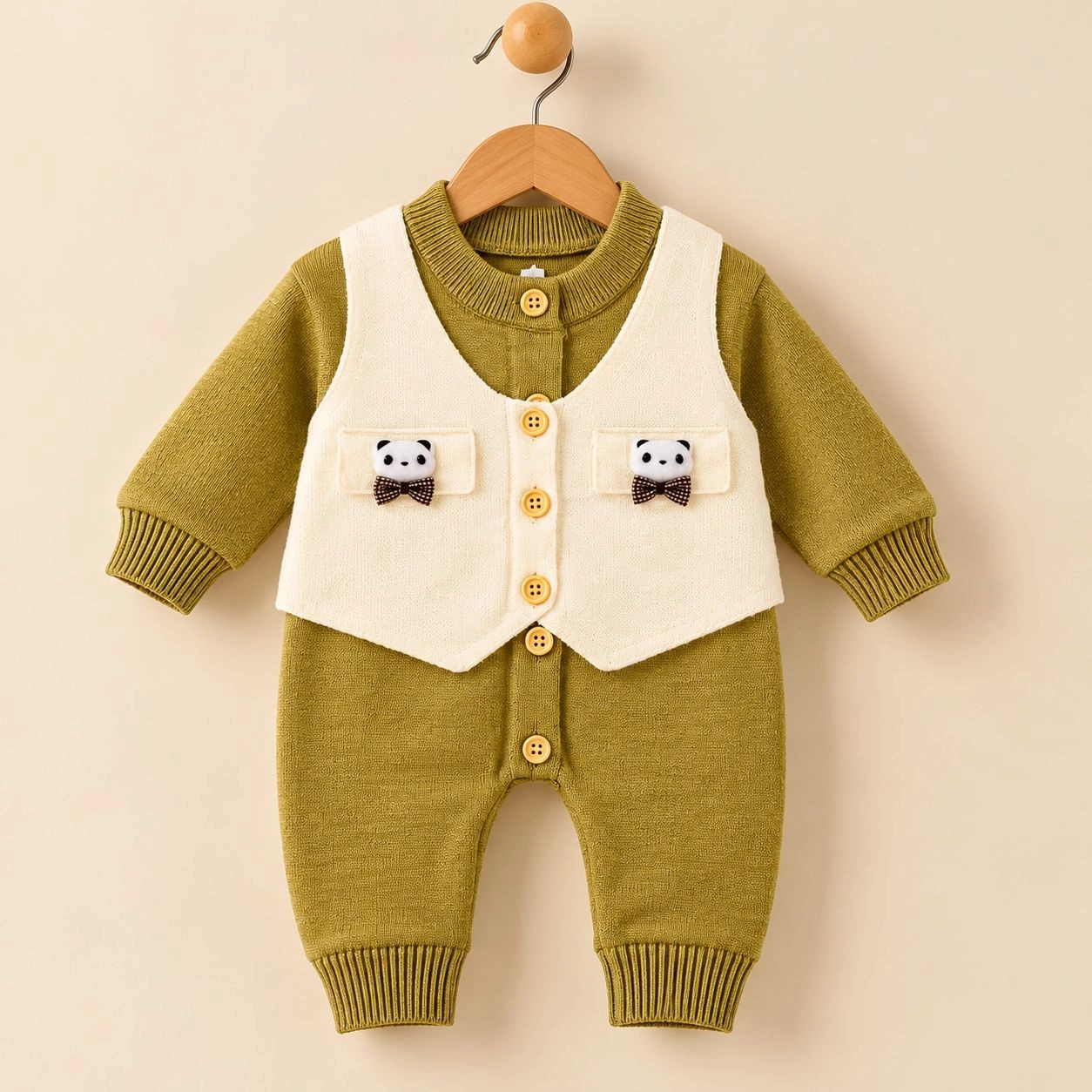 Imported Woolen Baby Rompers Bear(Green)