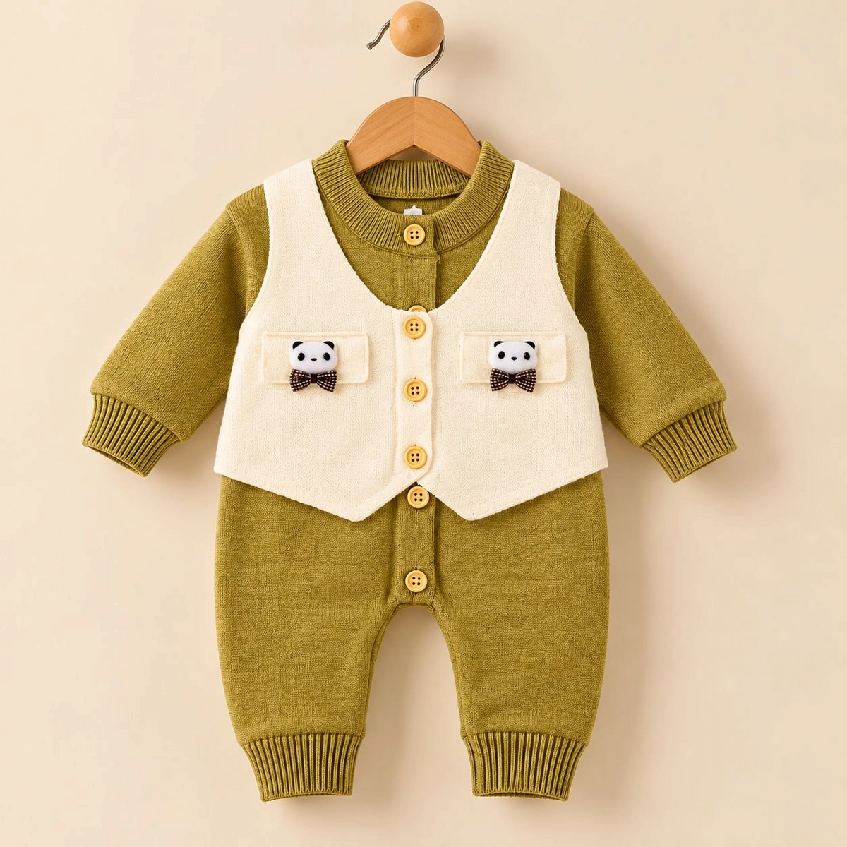 Imported Woolen Baby Rompers Bear(Green)