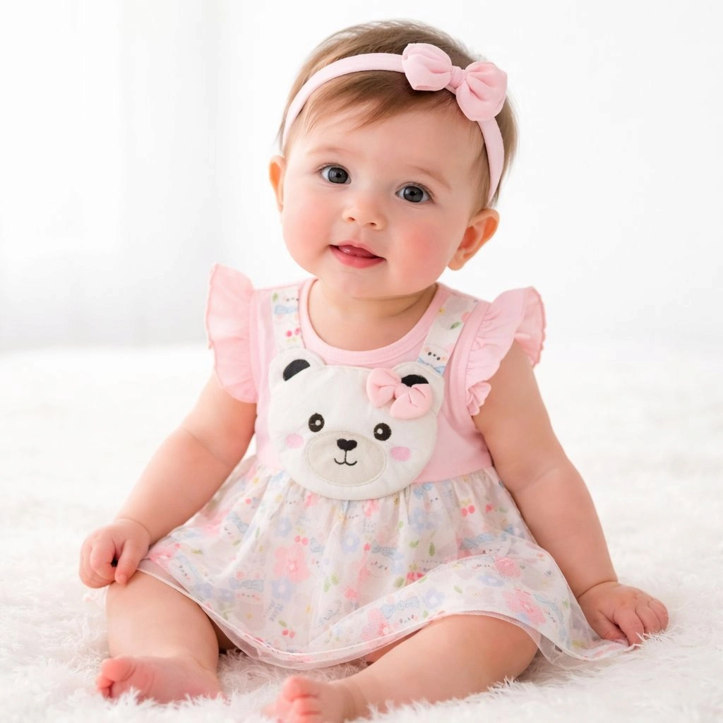 Baby Girl Frock Style Romper (pink)