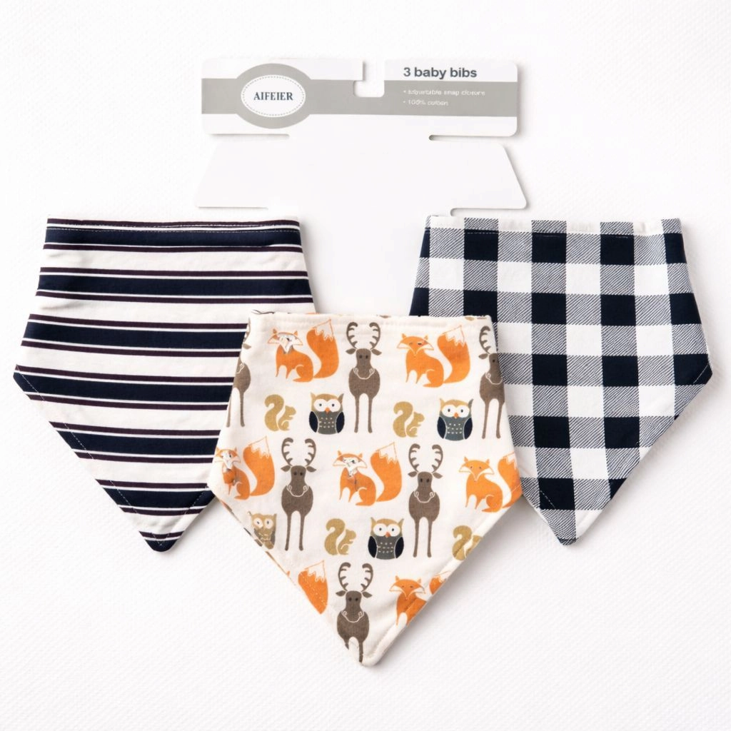 AIFEIER Premium Baby Bandana Bibs – Set of 3