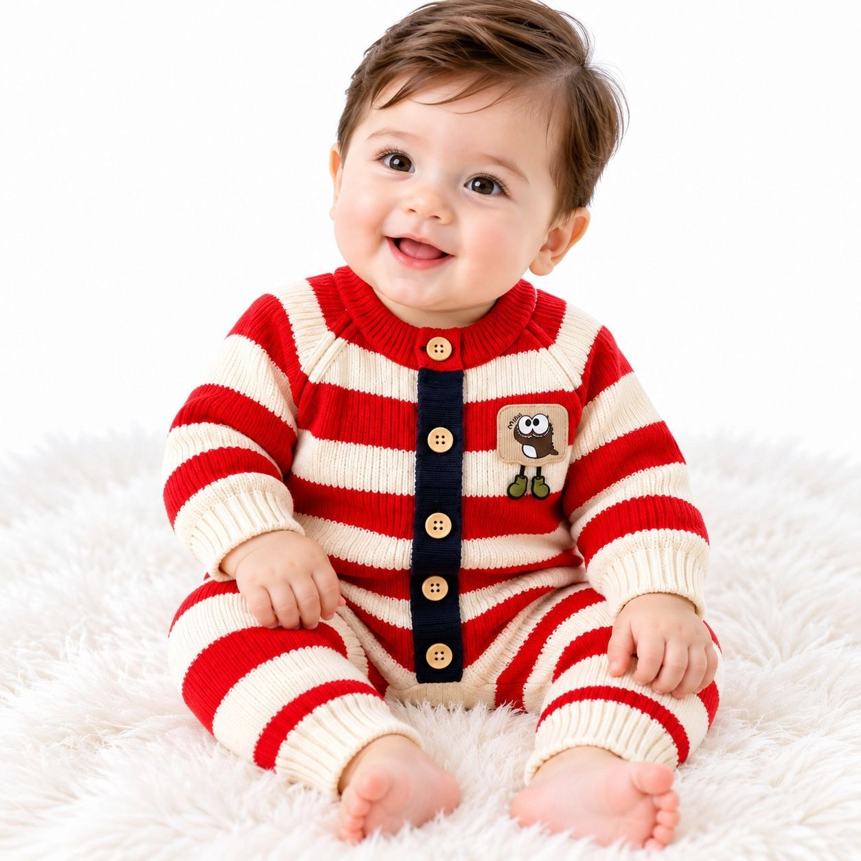 Imported Woolen Baby Rompers Bear(Red)