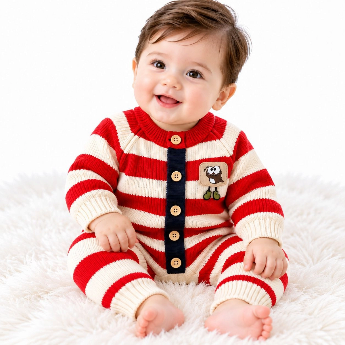 Imported Woolen Baby Rompers Bear(Red)