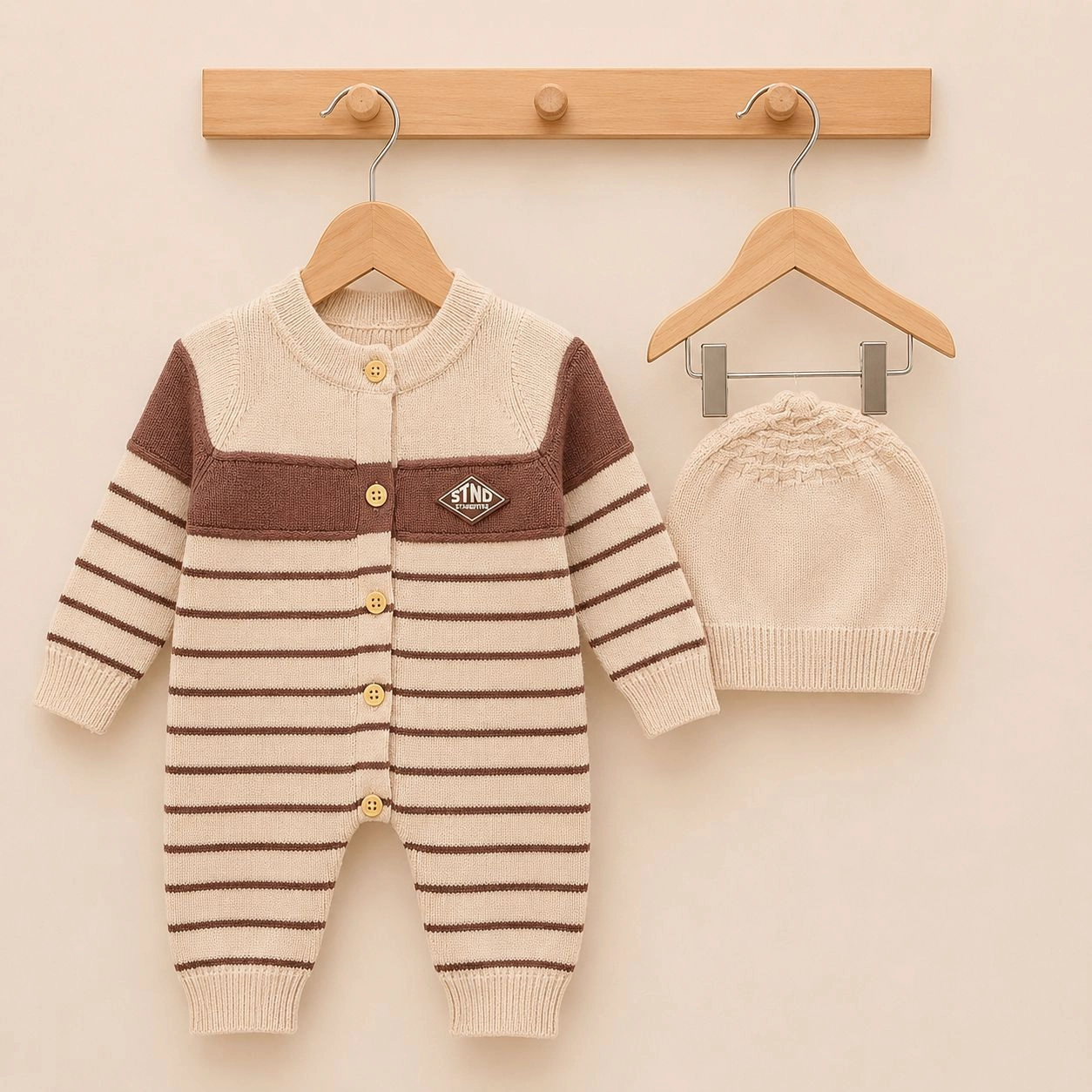 Imported Woolen Baby Rompers With Cap