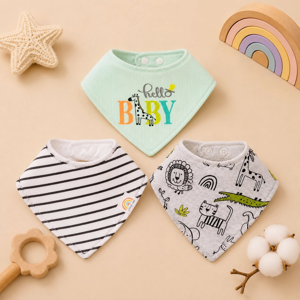 Sunnozy Premium Bandana Bibs – Set of 3