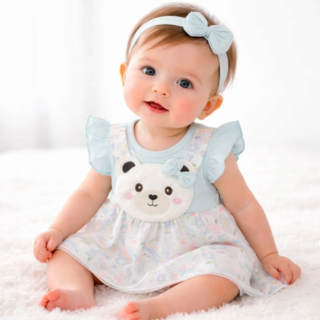 Baby Girl Frock Style Romper (Blue)