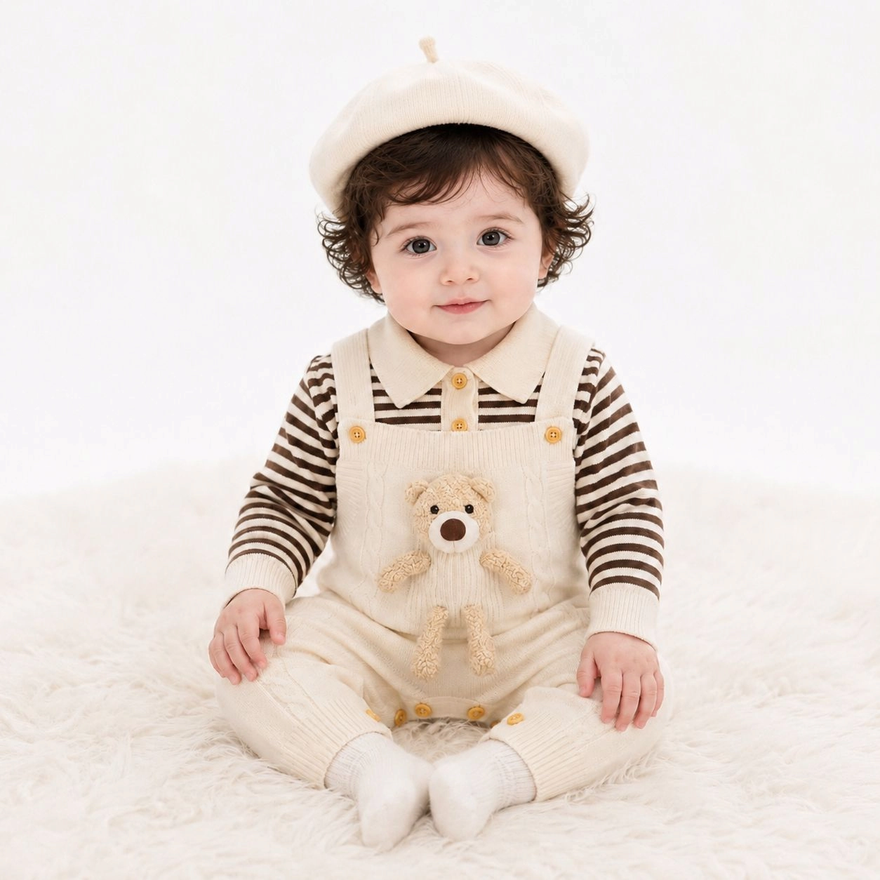 Imported Woolen Baby Rompers With Cap